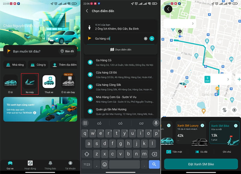 dat-xe-om-vinfast-tren-app-xe-dien-xanh-sm-powersteam
